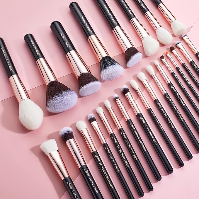 Jessup Brand 25pcs Professional Makeup Brush Set Beauty Cosmetic Foundation Powder Blusher Eyeshadow Blending Natural-Synthetic Hair Brushes Set (Black/Rose Gold)-VivaGrace Women