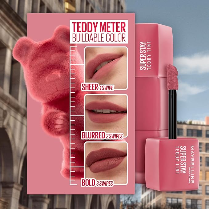 MAYBELLINE Super Stay Teddy Lip Tint, Long Lasting Matte Lipstick For Up To 12HR Wear, Mascara Tear, 1 Count