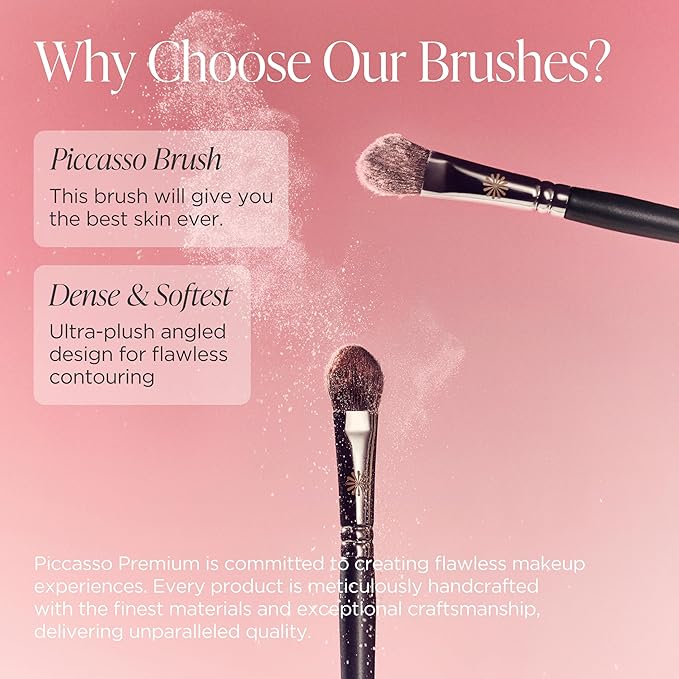 Piccasso 23 Small Blusher Brush – Precise Makeup Brush for Cheeks, Nose, and Chin, Soft Squirrel & Horse Hair for Delicate Application, Detail Face Brush for Daily Use, Korean Professional Beauty Tool-VivaGrace Women