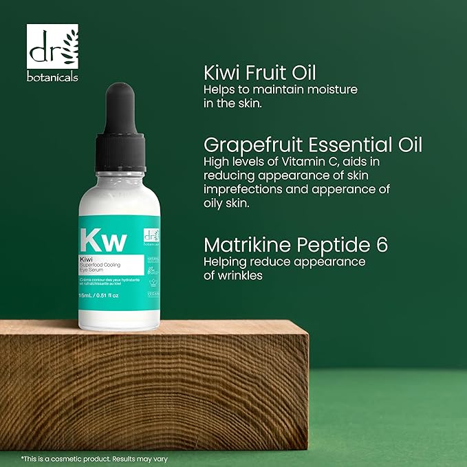 Dr Botanicals Refreshing Eye Cooling Serum with Vitamin C, Kiwi Fruit Oil to reduce Wrinkles, skin imperfections. Hydrating, Brightening and promotes Youthful Skin 15 ml / 0.5 Fl oz-VivaGrace Women