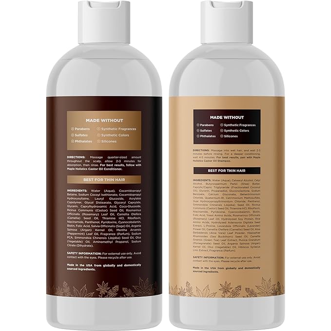 Castor Oil Shampoo and Conditioner Set - Jamaican Black Castor Oil Shampoo and Biotin Collagen Conditioner - Sulfate Free Shampoo and Conditioner for Fine Hair and Dry Scalp Care (Vanilla) -16 Fl Oz-VivaGrace Women