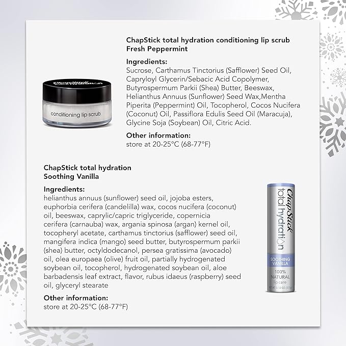 ChapStick Total Hydration Lip Kit Gift Set, Lip Moisturizer, Lip Scrub and Lip Balm Set - 4 Count-VivaGrace Women