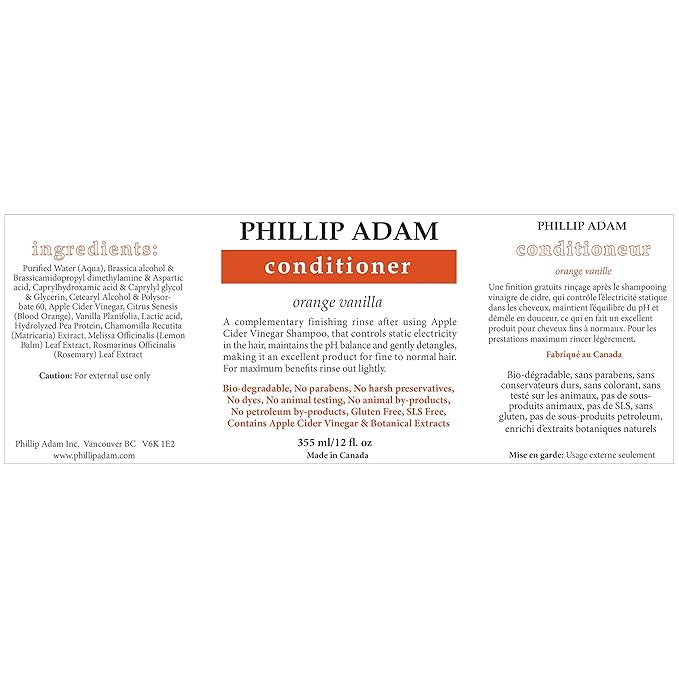 Phillip Adam Orange Vanilla Shampoo and Conditioner Set for All Types of Hair – Apple Cider Vinegar Formula - Enhance Shine and Restore Smoothness - 12 Ounce Each-VivaGrace Women