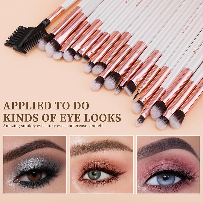 DUcare Makeup Brushes Set Professional 27Pcs Makeup Brushes Premium Synthetic Kabuki Foundation Blending Face Powder Blush Concealers Eye Shadows Make Up Brushes Kit White-VivaGrace Women
