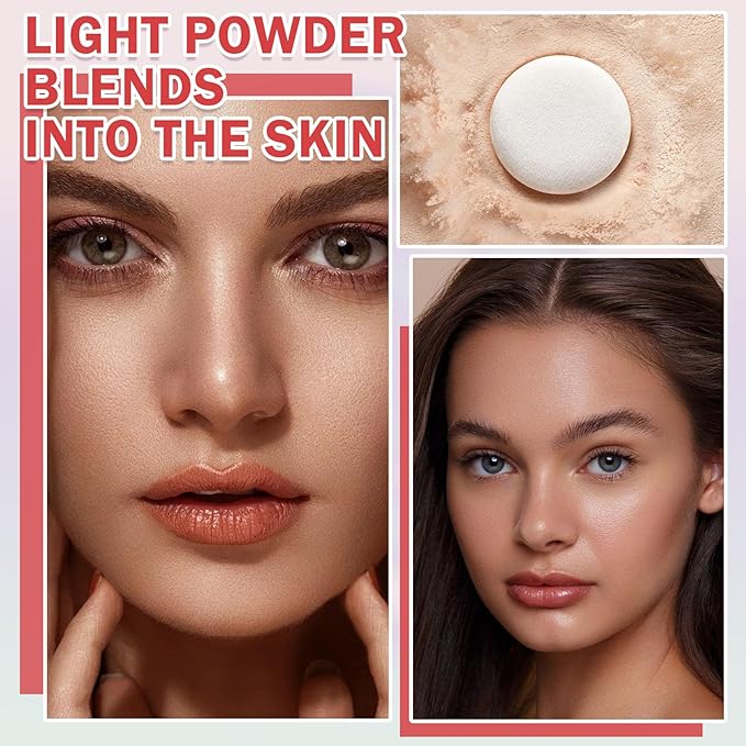 3PCS Loose Setting Powder Set,Lightweight Long Lasting Oil Control Loose Face Powder,Translucent Matte Drying Finishing Setting Powder for All Skin Types-VivaGrace Women