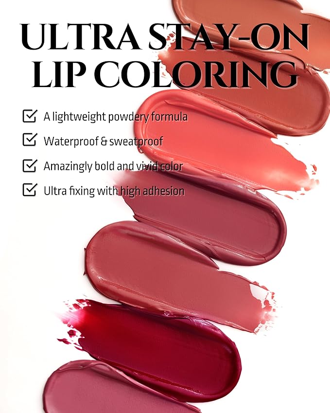 HEVVYMAKEUP Ultra Stay-On Lip Coloring Tint - Vibrant Matte Finish Lip Tint - Long Lasting Airy Weightless Lips with Perfect Fixing - Korean Lip Makeup, Pink Romance, 0.11oz.-VivaGrace Women