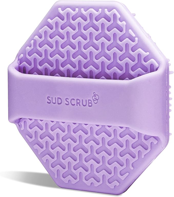 Sud Scrub® Antimicrobial Silicone Face Scrubber, 1 Pack, Gentle Face Exfoliator for Sensitive Skin, Eco Friendly Facial Cleansing Brush, Exfoliating Face Brush for Men and Women (Purple)-VivaGrace Women