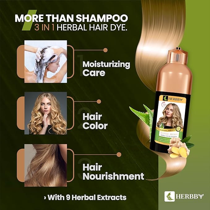Hair Color Shampoo for Gray Hair Coverage&Color Transform with 9 Herbal Extracts –Long Lasting(6-8 Weeks),Shiny,Evenly Colored,Instant Hair Dye Shampoo&Conditioner, 500 Ml (BLONDE BROWN COLOR)-VivaGrace Women