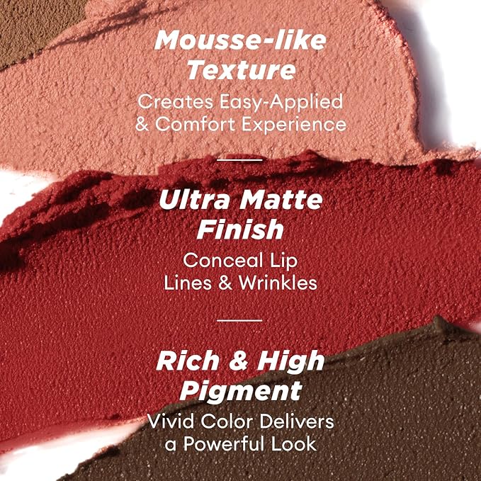 ITY Velvet Matte Finish Lip Stain-Mousse Textured Lip Clay, Conceals Lip Lines, Rich Pigment Lip Tint Lipsticks,2 Pack, 0.14 oz (4g) in Petal, Berrylicious-VivaGrace Women