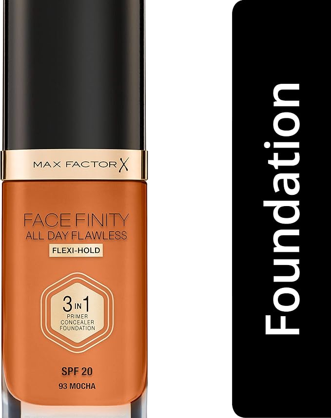 Max Factor Facefinity 3-in-1 All Day Flawless Liquid Foundation, SPF 20-93 Mocha, 30 ml-VivaGrace Women
