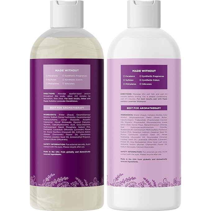 Aromatherapy Lavender Shampoo and Conditioner Set - Paraben and Sulfate Free Shampoo and Conditioner for Women with Chamomile Panthenol Jojoba Oil plus Cleansing and Calming Lavender Essential Oil-VivaGrace Women