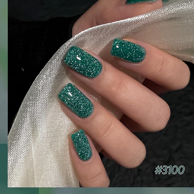 GAOY Green Gel Nail Polish Set with Magnet 6 Colors Includes Jelly Cat Eye Glitter Shades for DIY Manicure and Nail Salons Requires UV Curing