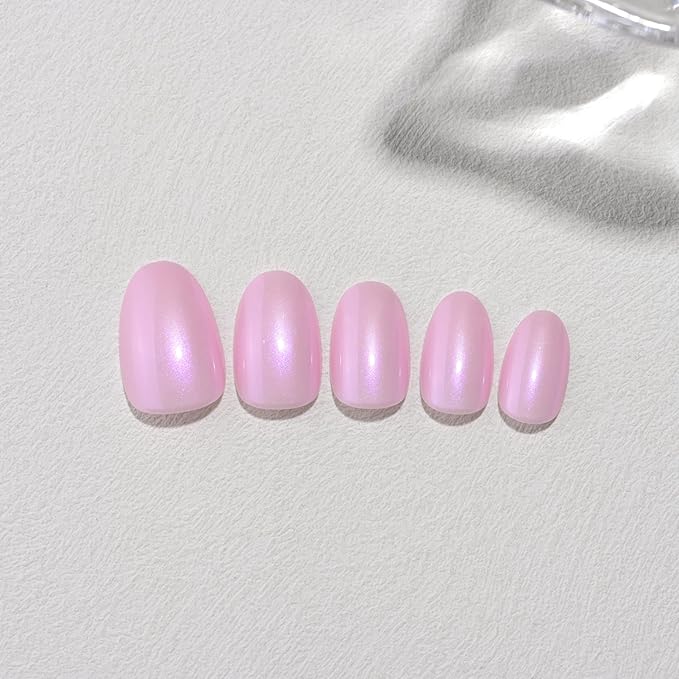 Aurora Purple Pink Press On Nails Short Almond 24 Pcs, Designer Reusable Acrylic Fake Nails with Glue, Glossy Soft Gel Nails Wedding and Party, Stick On Glue On Nails, Nial for Women Gift