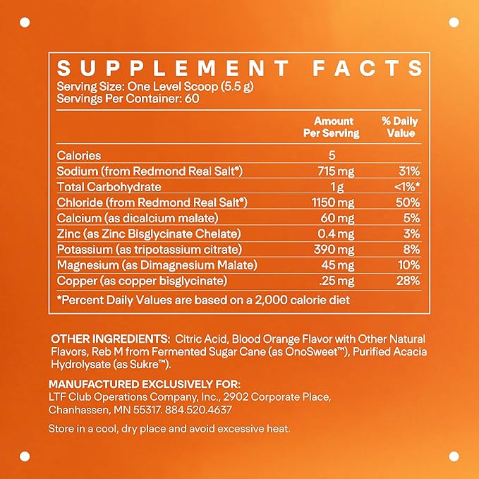 LTH Hydrate Hydration Mix - Trusted by Life Time Fitness Members - NSF Certified for Sport - Premium Electrolyte Powder - Plant-Based, Non-GMO, Gluten Free & Dairy Free - 60 Servings (Blood Orange)-VivaGrace Women