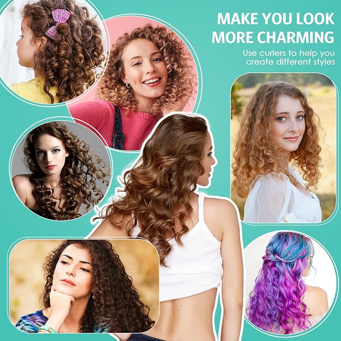 Syhood 30 Pcs 7'' Flexible Curling Rods Twist Foam Hair Rollers Soft Foam No Heat Hair Rods Rollers and 1 Steel Pintail Comb Rat Tail Comb for Women Long Short Hair(Lake Green,7 x 0.3 Inch)-VivaGrace Women