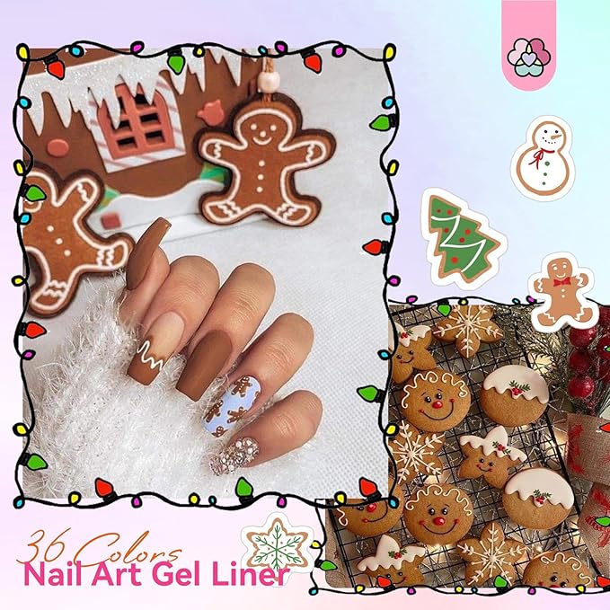 SAVILAND Nail Gel - 36 Colors Liner Set With Art Brushes, Soak Off Pen, Pink Polish for Salon DIY At Home, Beginner-Friendly Manicure Kit