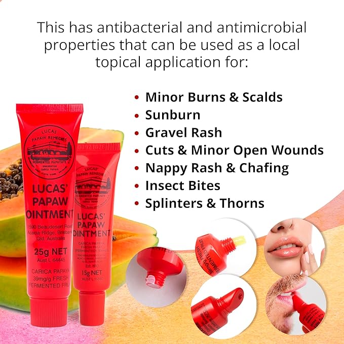 Lucas Pawpaw Lip Ointment, Lucas Pawpaw Cream, Lucas Pawpaw Ointment for Lips & Dry Skin (15 Gram & 25 Gram)-VivaGrace Women