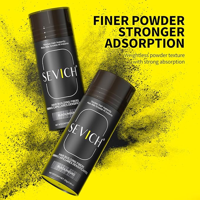SEVICH Hair Fibers with Spray Applicator - Natural-Looking Hair Thickening Fibers for Men & Women, Instant Fullness, Wind & Water Resistant, Easy Wash Out, 25g (Dark Brown)-VivaGrace Women