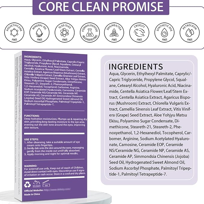 3 Pack Eye Cream Hydrating & Repairing with Hyaluronic Acid & Peptides - Moisturizes, Smooths Fine Lines, Enhances Elasticity (Each 0.529oz | 15g)-VivaGrace Women