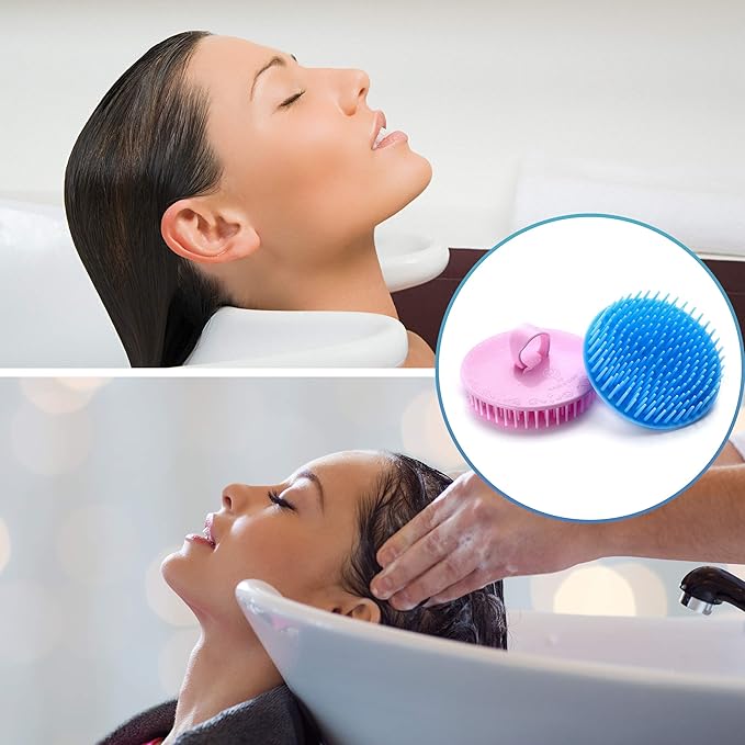 Hair Scalp Brush Dandruff Cleaning Brush Shower Scalp Shampoo Brush Scalp Massager Pack of 4 (Black and red)-VivaGrace Women