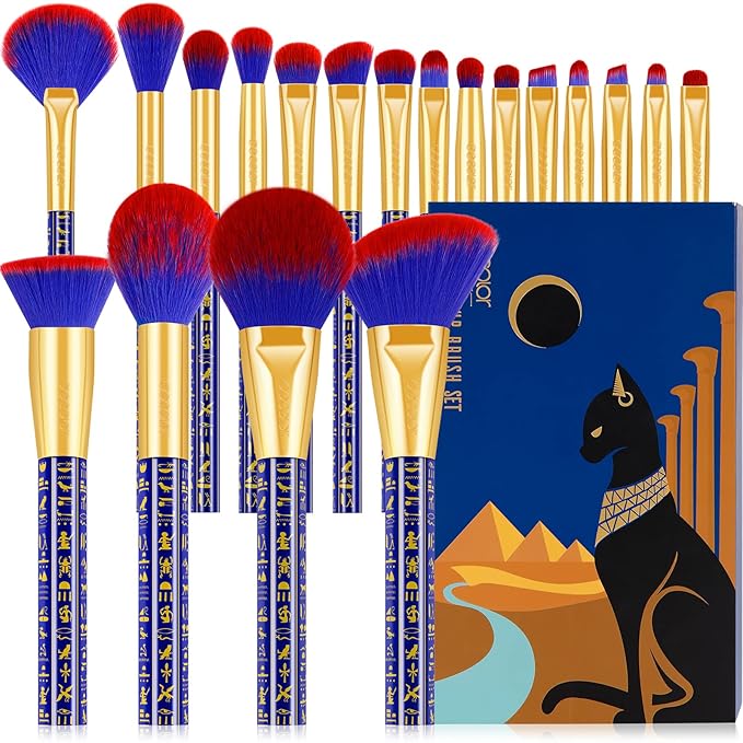 Docolor Makeup Brushes 19Pcs Makeup Brush Set Premium Gift Synthetic Powder Kabuki Foundation Contour Blush Concealer Eye Shadow Blending Liner Make Up Brush Kit, Ancient Egyptian Series-VivaGrace Women