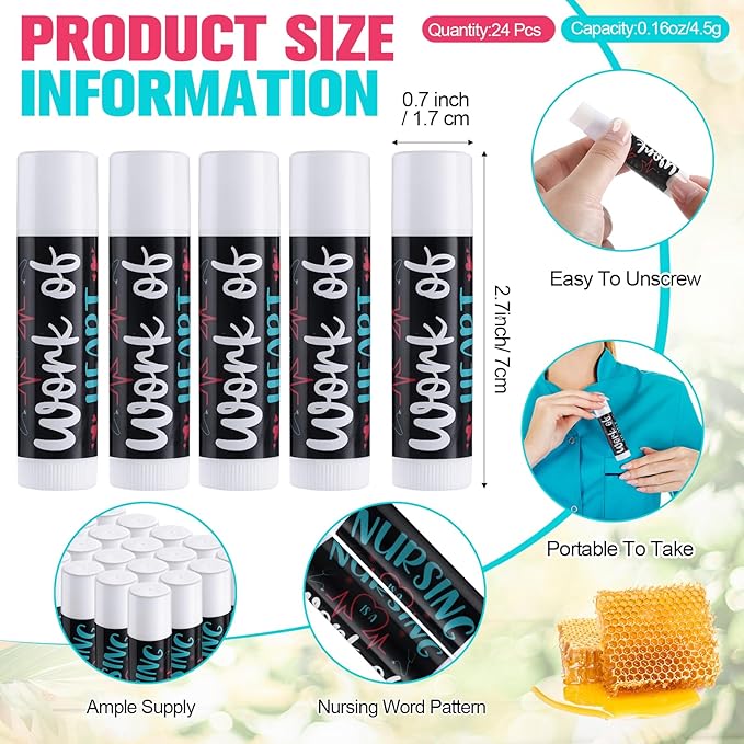 24 Pcs Nurse Appreciation Gifts Bulk Lip Balm Bulk for Women Nurses Thank You Gifts Honey Flavor Lip Balm Nursing Doctor Gifts for Nurse Week Graduation-VivaGrace Women