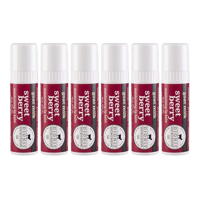 Dionis - Goat Milk Skincare Sweet Berry Scented Lip Balm - Set of 6 (0.28 oz) - Made in the USA - Cruelty-free and Paraben-free-VivaGrace Women