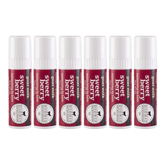 Dionis - Goat Milk Skincare Sweet Berry Scented Lip Balm - Set of 6 (0.28 oz) - Made in the USA - Cruelty-free and Paraben-free-VivaGrace Women