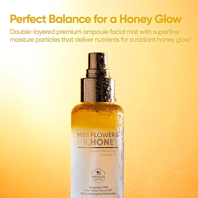 BANILA CO Miss Flower & Mr Honey Propolis Ampoule Mist | Nourishing Skin Double Layer & Moisturizing Makeup Fixer Setting Spray | Hydration Boost, Radiant Glow Serum (99ml / 3.34 fl oz)-VivaGrace Women