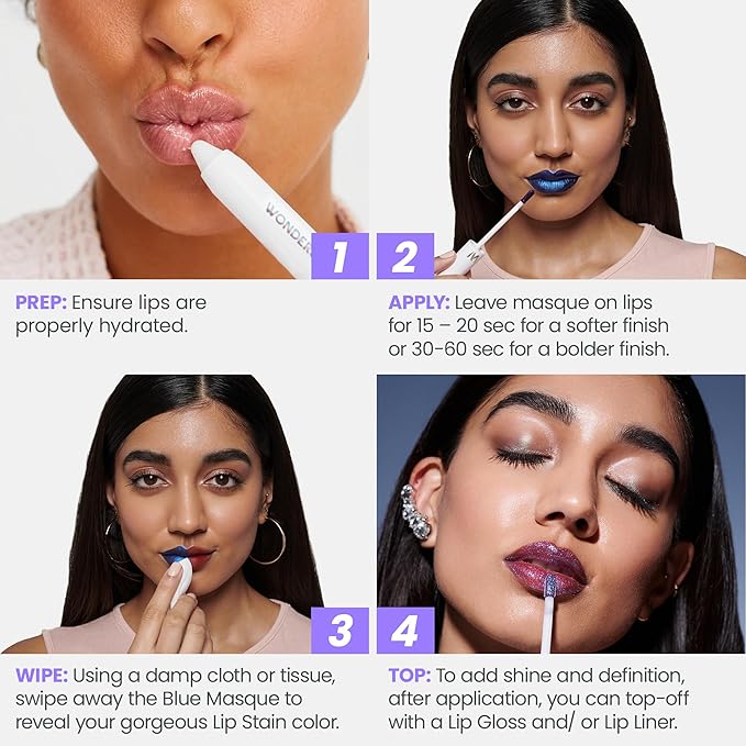 Wonderskin Wonder Blading All Day Lip Stain Peel Off Masque - Long Lasting, Waterproof and Transfer Proof Red Lip Tint, Matte Finish Peel Off Makeup (Playful Stain & Go Masque)
