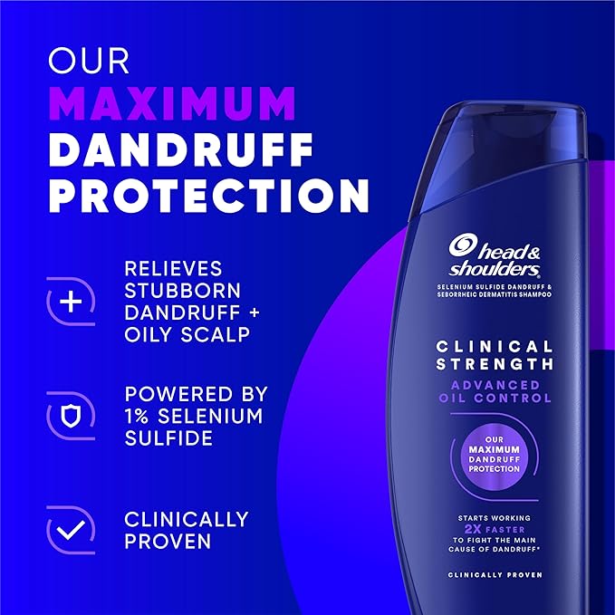 Head & Shoulders Clinical Dandruff Shampoo Twin Pack, Prescription Strength, Oil & Flake Control, Seborrheic Dermatitis Relief, Citrus, 13.5 Fl Oz Each (Set of 2)-VivaGrace Women