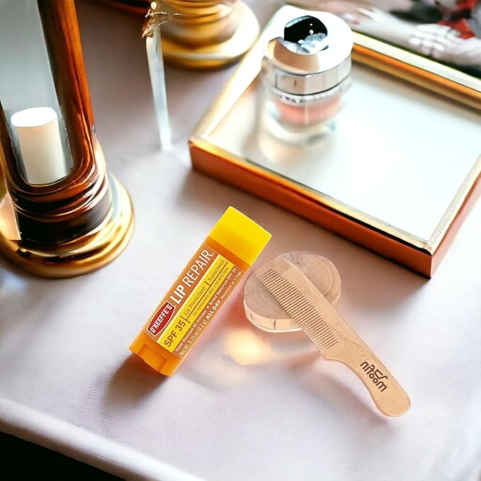 O'Keeffe'S Lip Repair Lip Repair with SPF35, 015 oz - Ultimate SPF Lip Balm for All-Day Moisture, with Moofin Wooden Comb - for Dry Cracked Lips, Lip Balm Hydrating Quick Absorption for Smooth Lips,-VivaGrace Women