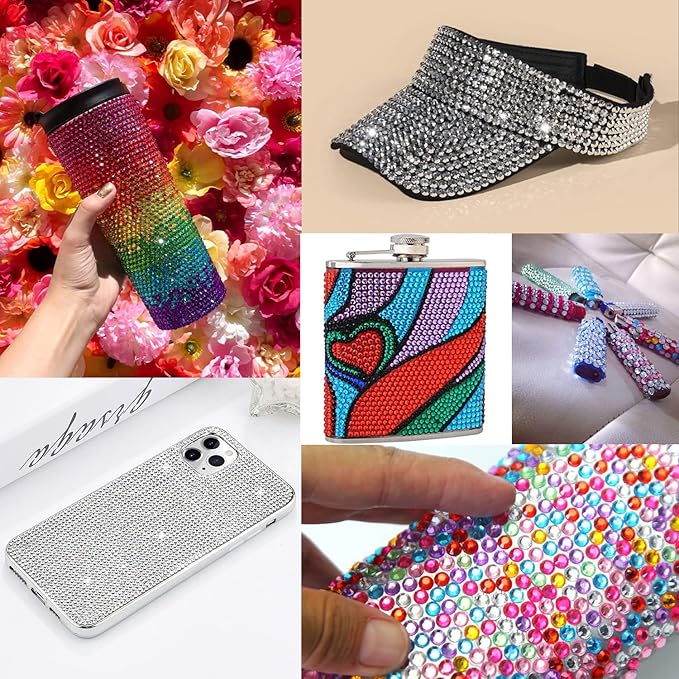 Flat Back Rhinestone Kits Colorful Rhinestones+Transparent White Gems With Picker Pencil And Tweezer For Home DIY And Professional Nail Art-VivaGrace Women