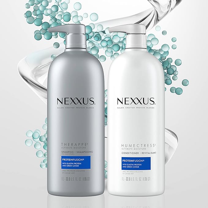 Nexxus Therappe Moisturizing Shampoo Ultimate Moisture for Dry Hair Silicone-Free, Moisturizing ProteinFusion with Elastin Protein and Green Caviar 33.8 oz-VivaGrace Women