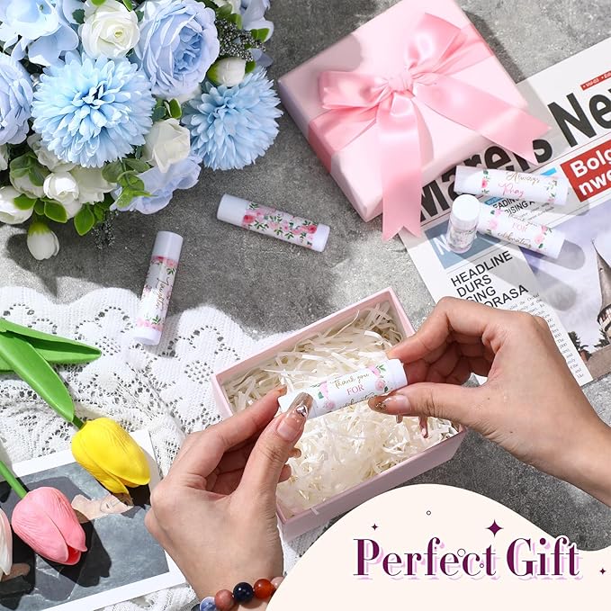 30 Pcs Wedding Lip Balms Bulk Wedding Bridal Shower Favors for Guests Wedding Souvenirs Moisturizing Floral Lip Balm Thank You Gifts for Bachelorette Party Bridesmaid Baby Shower, Pink Flower-VivaGrace Women