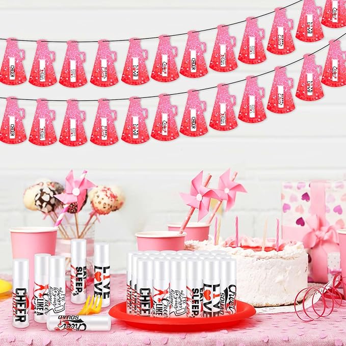60 Pcs Cheerleading Lip Balm Bulk Cheer Teams Lip Balm Gifts Set Honey Moisturizing Lip Care Flavor Hydration Dry Chapped Lips for Men Women Children(Red)-VivaGrace Women
