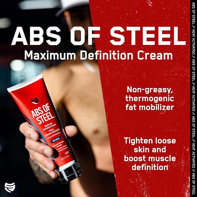 SteelFit Abs of Steel Maximum Definition Cream - Skin Tightening, Toning & Firming Lotion for Sculpting Abs - L-Carnitine Pre & Post Workout Supplement for Men & Women - Non-Greasy Formula, 8 Ounces-VivaGrace Women