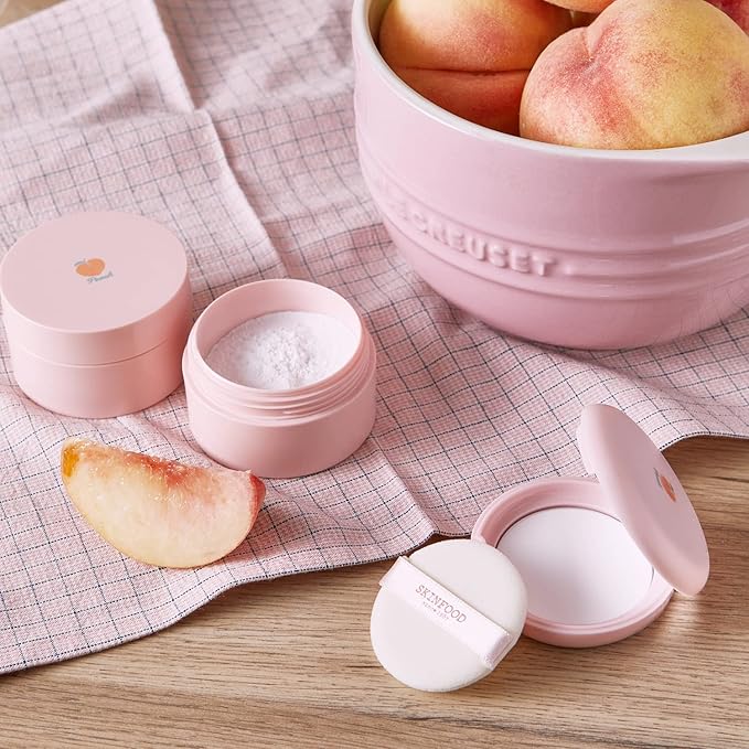 SKINFOOD Peach Cotton Multi Finish Powder 5g - Korean Peach Extract & Calamin Sebum Control Face Powder - Silky Setting Powder - Setting Powder for Oily Skin - Sweet Peach Scent for Soft Skin-VivaGrace Women
