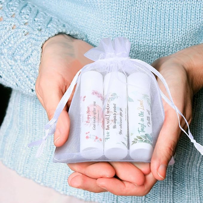50 Pack Lip Balm Religious for Women Lip Balm with Scripture Bulk Sticks Christian Lip Balms Gifts Faith Bible Verse Scripture Inspirational Gift Party Favors Coworkers 10 Styles Floral-VivaGrace Women