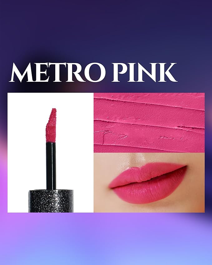 HEVVYMAKEUP Ultra Stay-On Lip Coloring Tint - Vibrant Matte Finish Lip Tint - Long Lasting Airy Weightless Lips with Perfect Fixing - Korean Lip Makeup, Metro Pink, 0.11oz.-VivaGrace Women