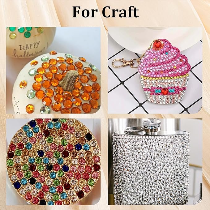 Colorful Face Gems for Makeup Set, Flatback Gorgeous Charming AB Glass Gem+Clear Glass Gem with Makeup Glue+Picker Pencil+Tweezer+Dual-End Dotting Tool for Eye Body Hair Make-up and Nail Art Deco-VivaGrace Women