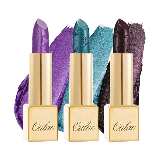Oulac Metallic Lipstick Set 3PCS High Impact Lipcolor with Moisturizing Formula, Vegan Beauty, Full-Coverage Lip Color, Gift Lipstick for Women, 4.3g X 3PCS, 16+20+21-VivaGrace Women