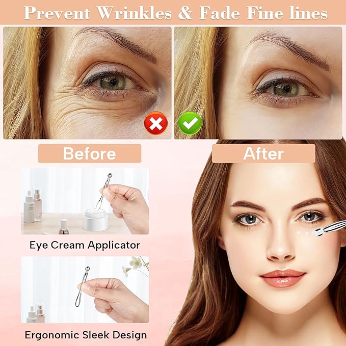 Under Eye Patches - 2 Pairs Reusable Sustainable Silicone Eye Patches, Plump Fine Lines and Wrinkles, Boost Hydration, with Metal Eye Cream Applicator-VivaGrace Women