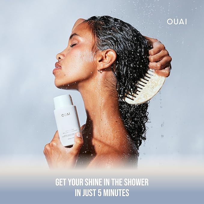 OUAI Hair Gloss - In-Shower Shiny Hair Treatment & Glaze with Frizz Control - Heat Protectant Infused with Hyaluronic Acid, Rice Water & Panthenol - Paraben, Phthalate & Sulfate Free (6 Oz)-VivaGrace Women