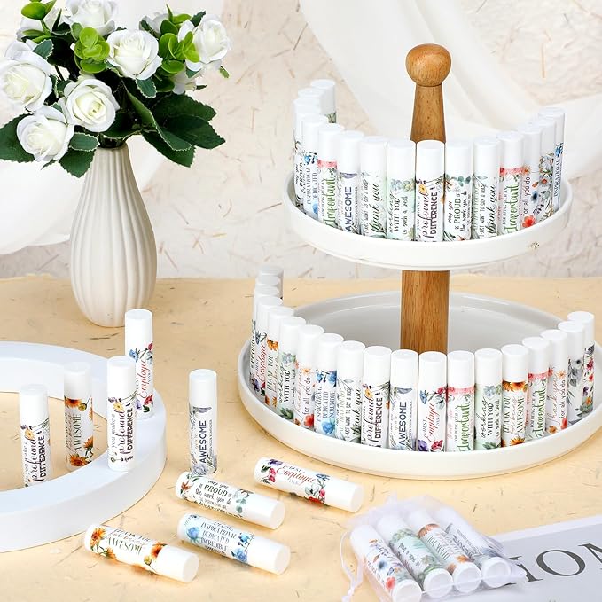 50 Pcs Inspirational Gifts Lip Balms in Bulk Motivational Small Thank You Gifts Wedding Bridal Baby Shower Party Favors Lip Balm for Women Teacher Nurses Coworkers Employees 10 Styles-VivaGrace Women