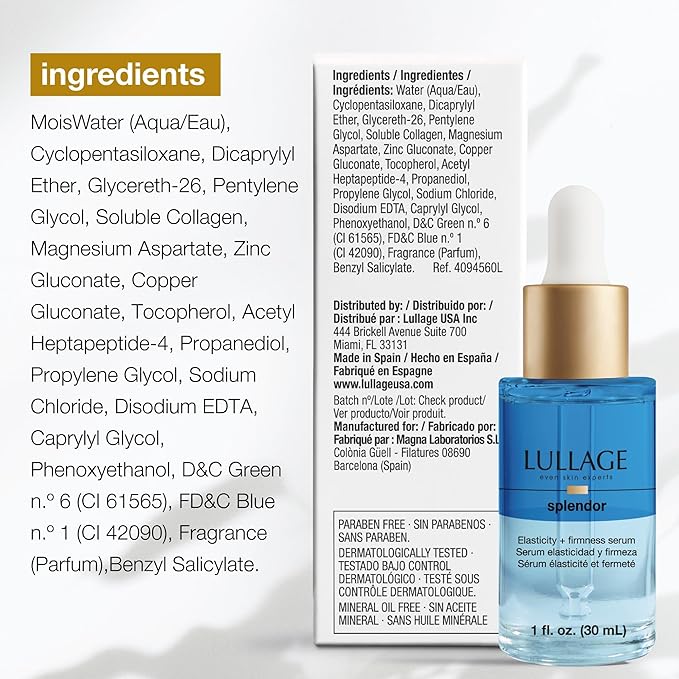 LULLAGE Splendor Elasticity & Firmness Moisturizing Face Serum for Women - Fast Absorbing Day & Night Hydrating Serum with Oxygen & Marine Collagen - 1 Fl. Oz Bottle-VivaGrace Women