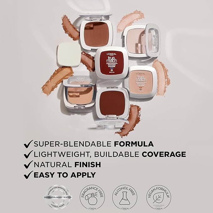 L'Oreal Paris True Match Super Blendable Oil Free Powder Foundation, W10 Deep, 0.33 oz-VivaGrace Women