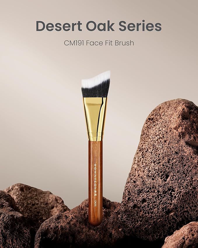 Desert Oak Series Terraced Contour Brush - 27mm Dual-Height Design with 5mm Flat Edge & 22mm Slope for Precision Sculpting, Bubinga & Brass (CM 191)-VivaGrace Women