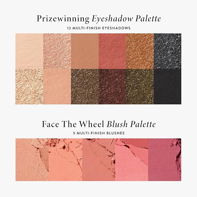 LAURA GELLER NEW YORK Wheel fo Fortune Eye and Cheek Palette Kit - Prizewinnig Eyes Eyeshadow Palette + Face the Day Blush Palette + Dual-Ended Brush-VivaGrace Women