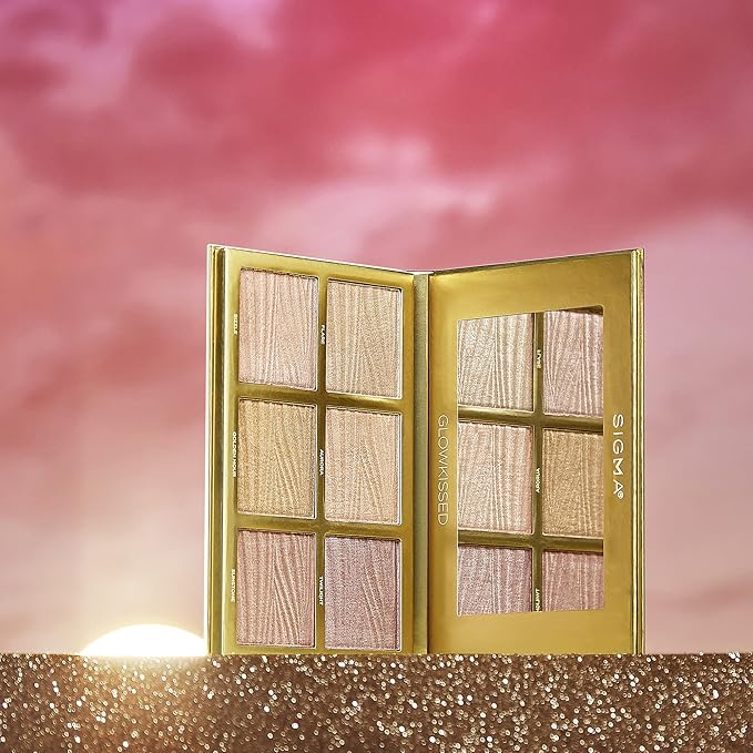 Sigma Beauty GlowKissed Highlight Palette | Highlighted Warm Tones | Glow Vibes, Mirror Included-VivaGrace Women